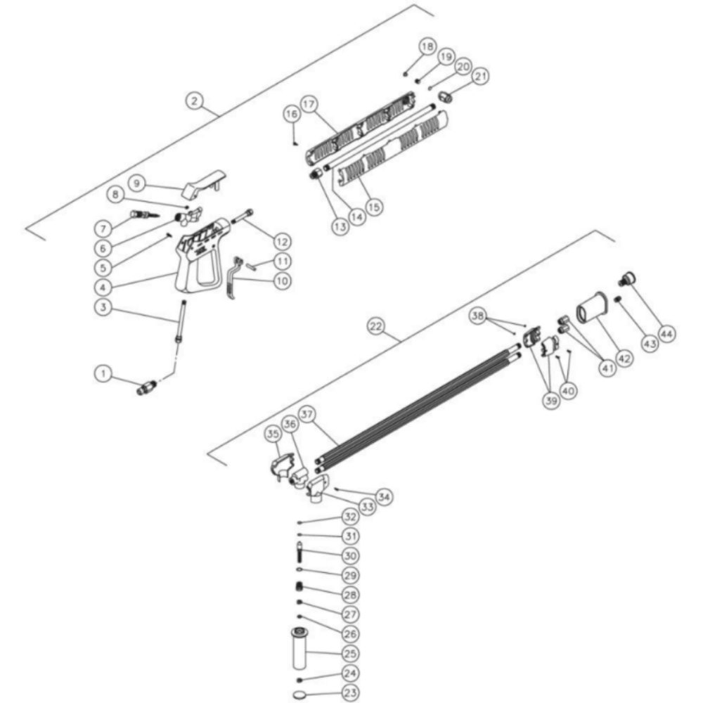 Dual Lance Diagram and Parts List for HHD-3005-0E9G  Mi-T-M Pressure Washer