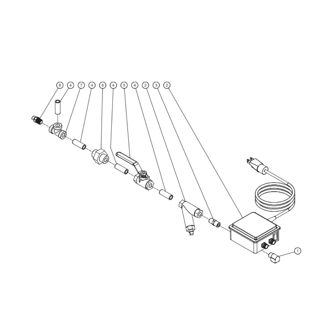 Electric Tank Drain Diagram and Parts List for ADS-20310-120HM  Mi-T-M Compressor