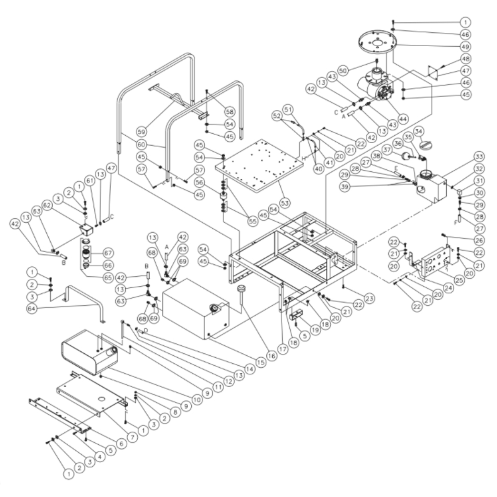 Frame Diagram and Parts List for HS-3005-CMV2GASOLINE-DIESEL  Mi-T-M Pressure Washer