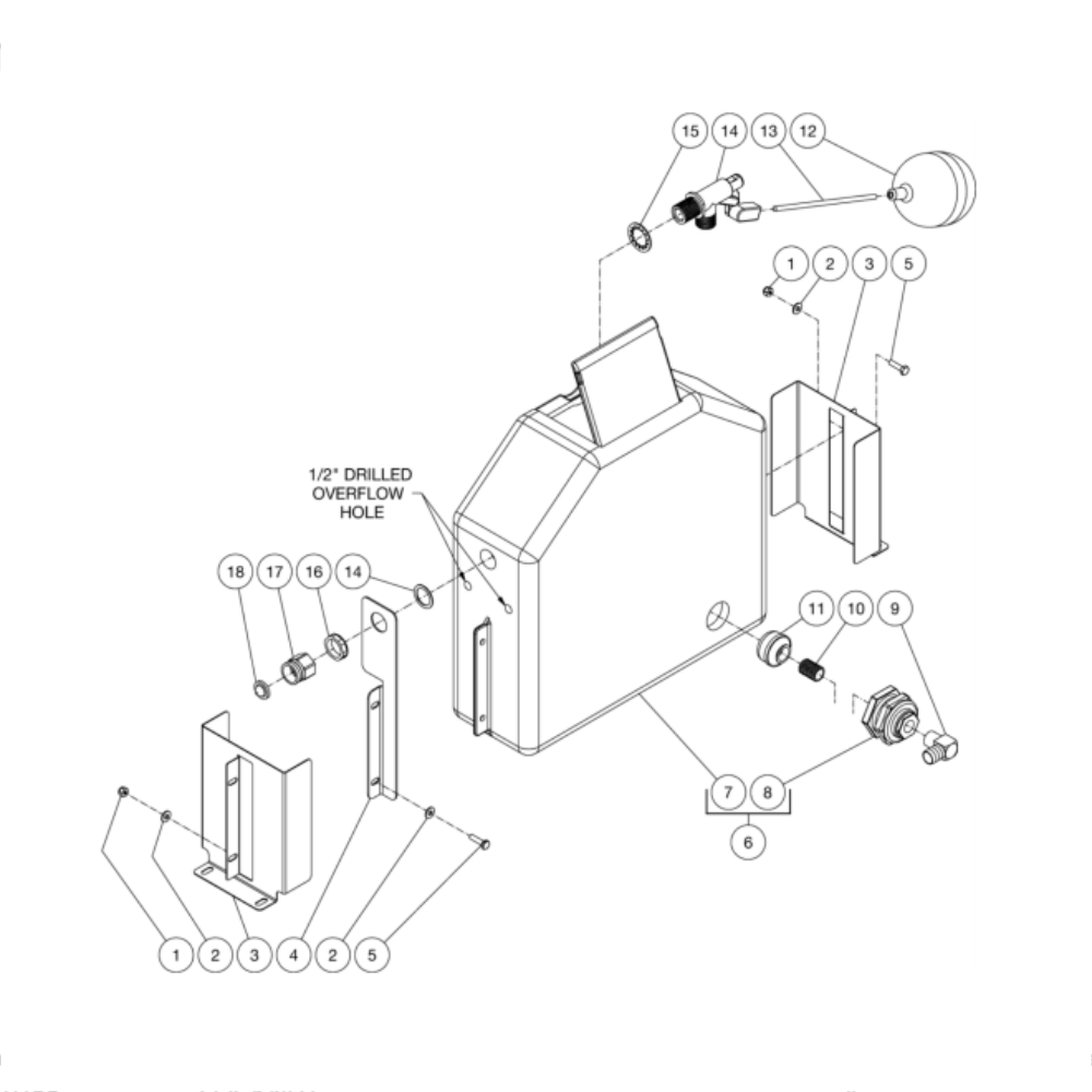 Float Tank Diagram and Parts List for HS-3505-1MGH  Mi-T-M Pressure Washer