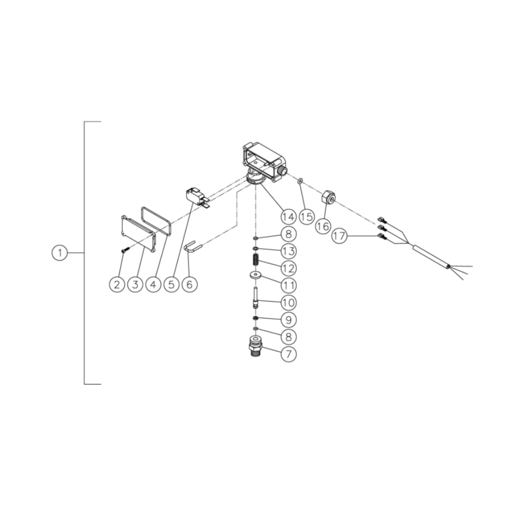 Pressure Switch Diagram and Parts List for HG-1805-3460  Mi-T-M Pressure Washer