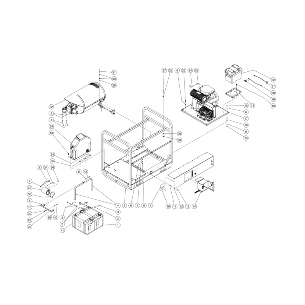 Unit Diagram and Parts List for HDC-3005-0V6G  Mi-T-M Pressure Washer