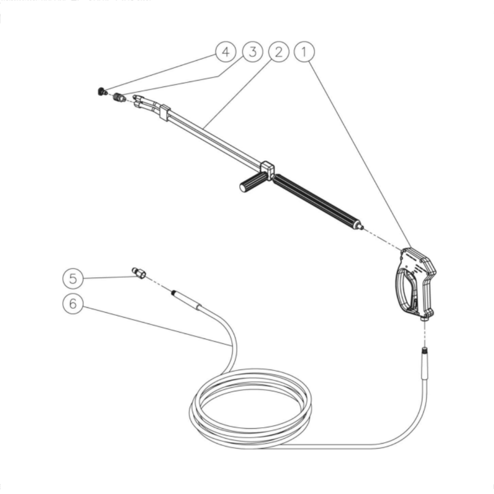 Gun/Wand/Hose Diagram and Parts List for HG-3004-1208  Mi-T-M Pressure Washer