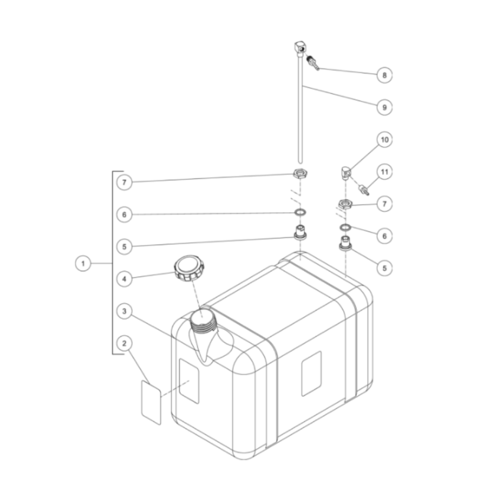 Diesel Fuel Tank Diagram and Parts List for HDS-3505-0R7G  Mi-T-M Pressure Washer