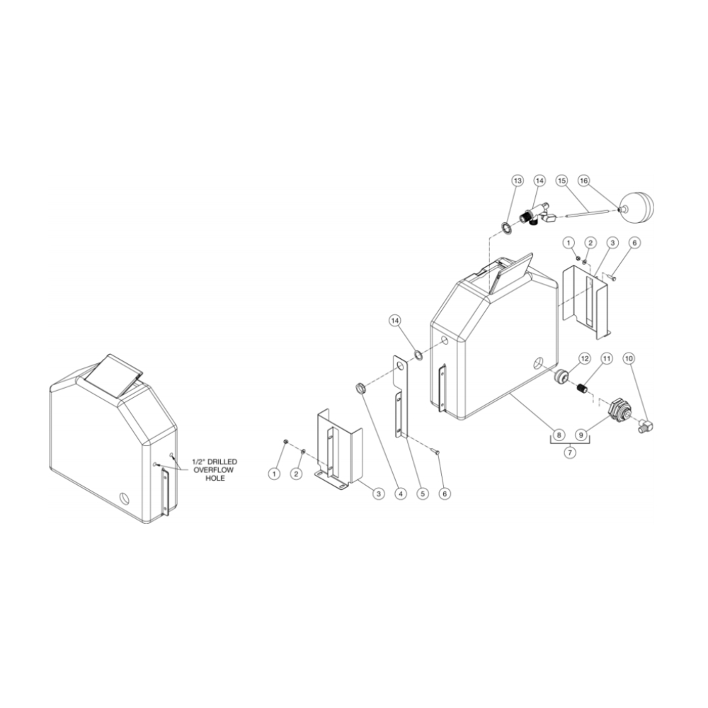 Float Tank Diagram and Parts List for HG-3004-3460  Mi-T-M Pressure Washer