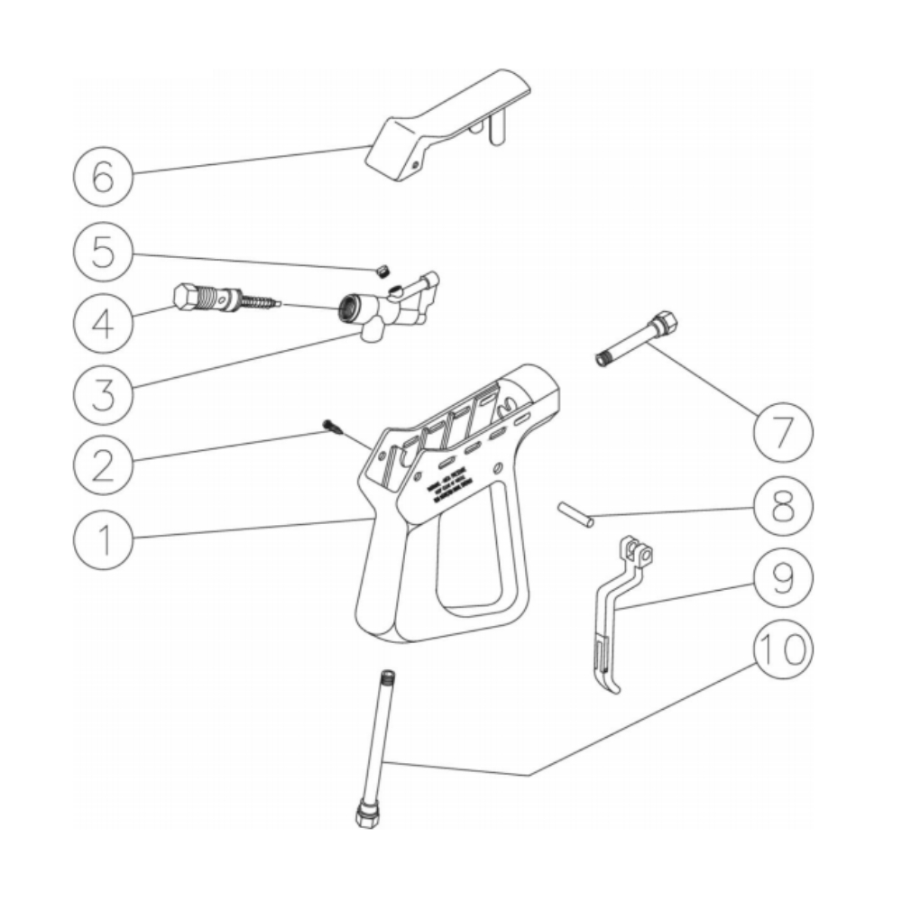 Gun Diagram and Parts List for HS-3506-1MGH  Mi-T-M Pressure Washer