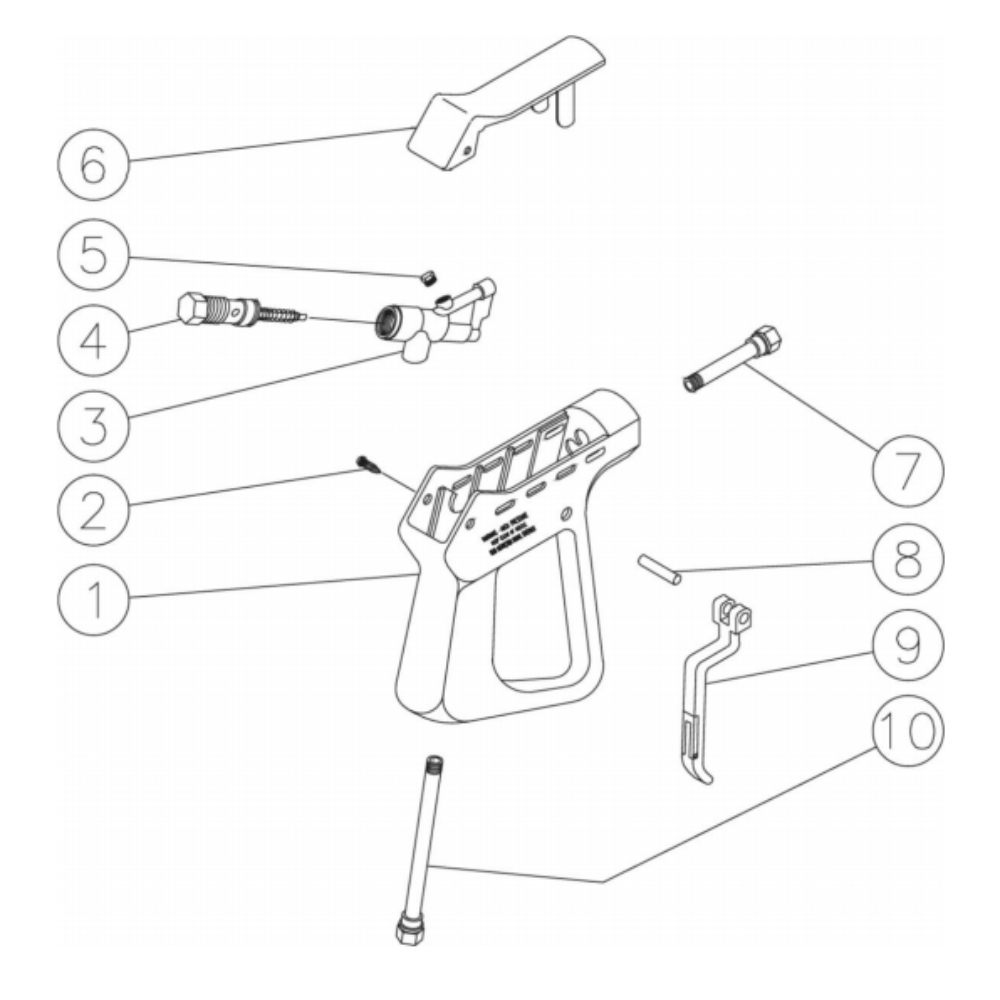 Gun Diagram and Parts List for HS-4004-0MAV  Mi-T-M Pressure Washer