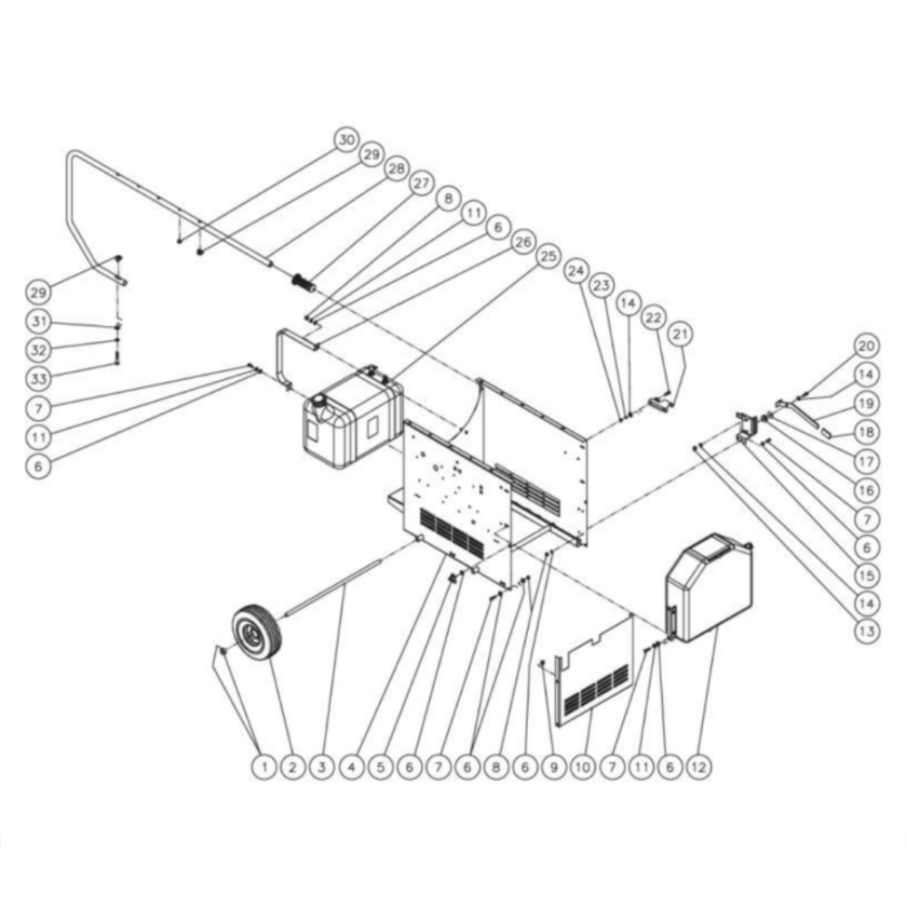 Chassis Diagram and Parts List for HHS-3004-0E9A  Mi-T-M Pressure Washer