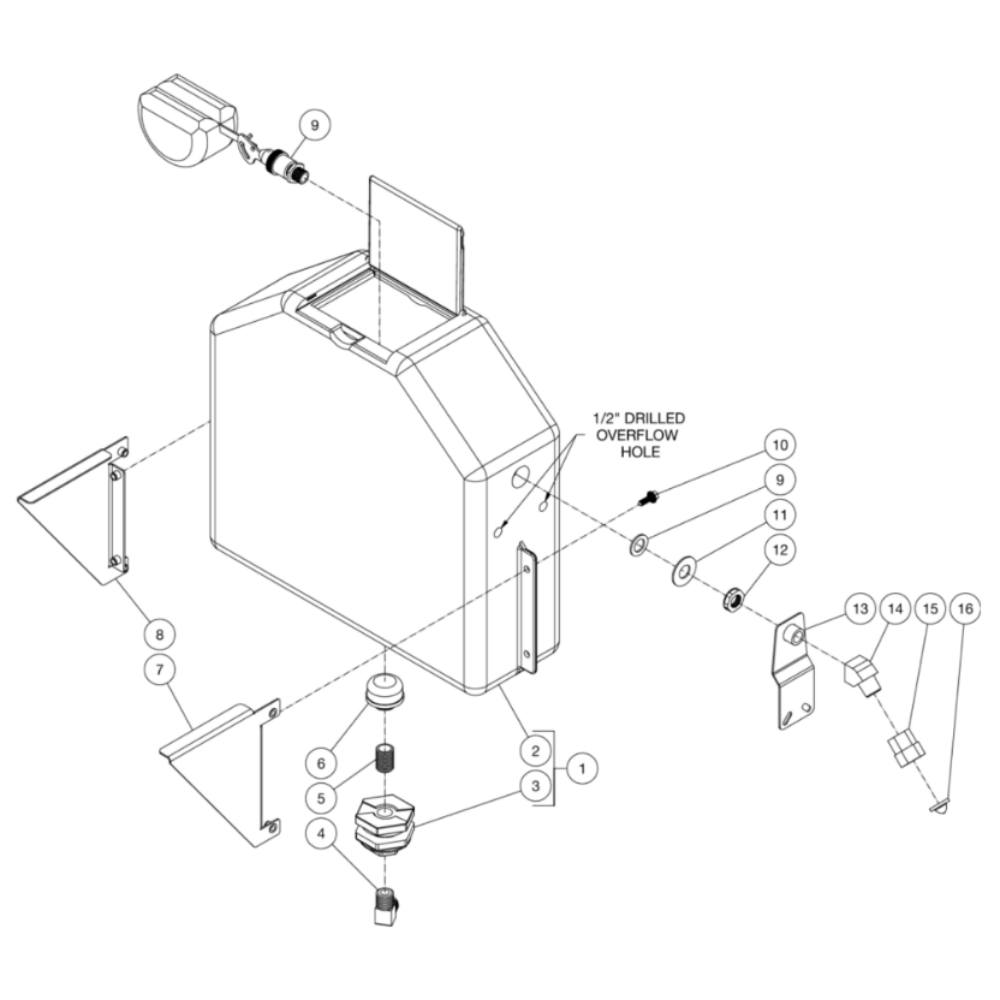 Float Tank Diagram and Parts List for HHS-2004-2E2G  Mi-T-M Pressure Washer