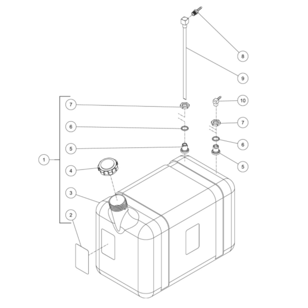 Burner Fuel Tank Diagram and Parts List for HS-3505-0MGK  Mi-T-M Pressure Washer