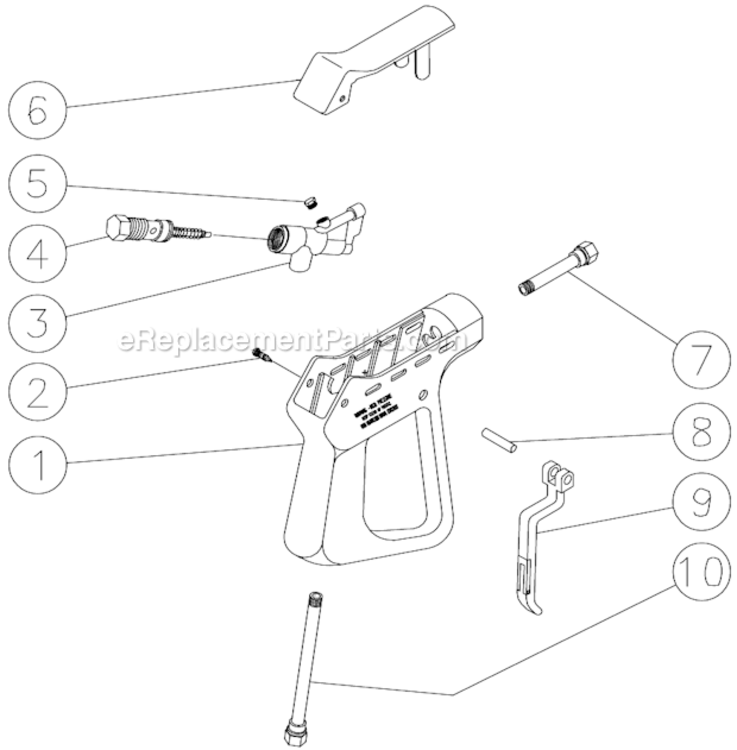 Gun Assembly Diagram and Parts List for CA-2504-0MRB  Mi-T-M Pressure Washer