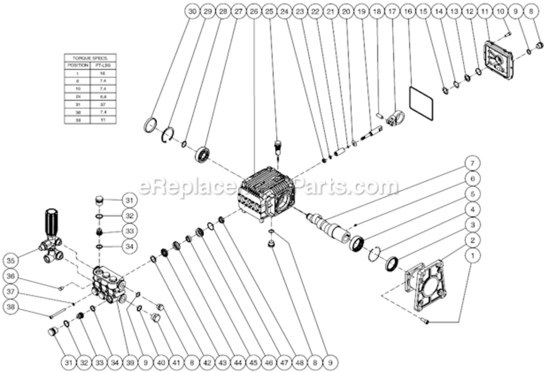 Pump Assembly Before S/N 10307198 Diagram and Parts List for CA-2504-0MRB  Mi-T-M Pressure Washer