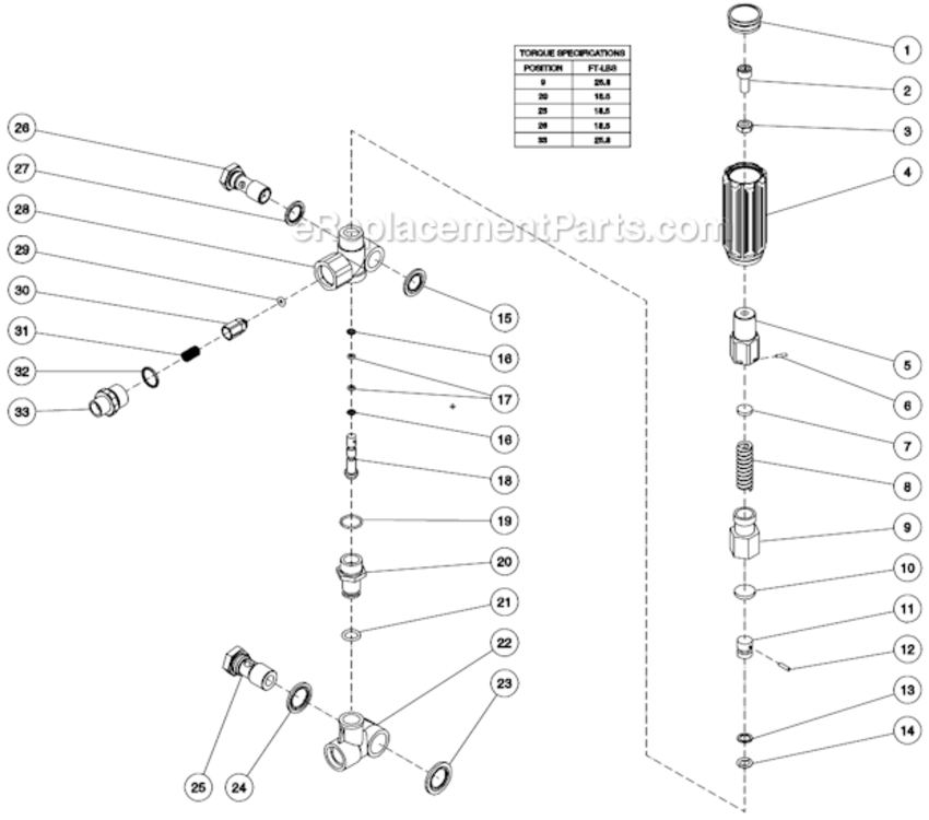 Unloader Assembly Below S/N 10307198 Diagram and Parts List for CA-2504-0MRB  Mi-T-M Pressure Washer