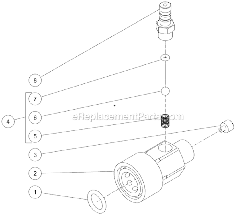 Detergent Injector Diagram and Parts List for CA-2703-8MRB  Mi-T-M Pressure Washer