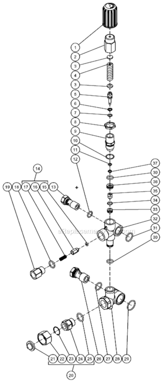 Unloader Assembly Diagram and Parts List for CA-2703-8MRB  Mi-T-M Pressure Washer