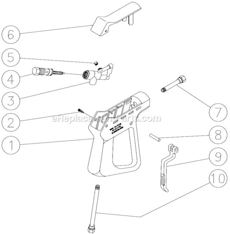 Gun Assembly Diagram and Parts List for CA-4004-0MHB  Mi-T-M Pressure Washer