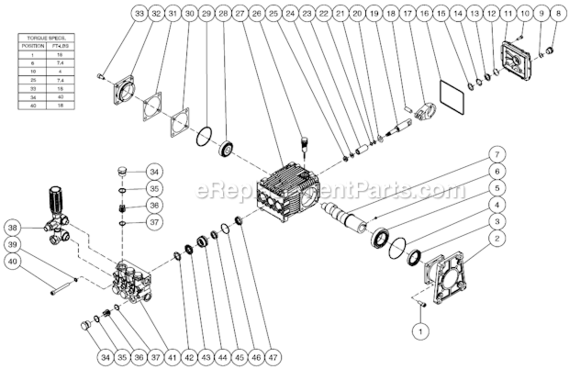 Pump Assembly Diagram and Parts List for CA-4004-0MHB  Mi-T-M Pressure Washer