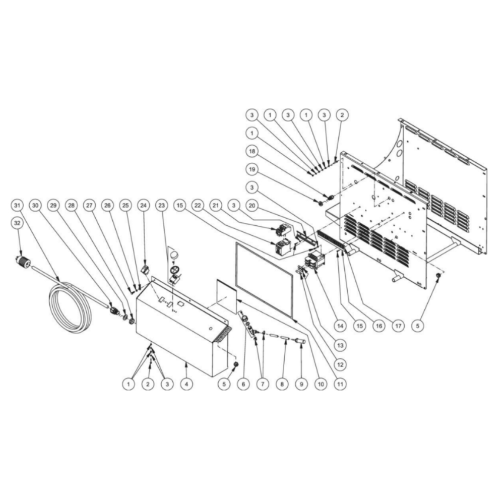 Electric Box Diagram and Parts List for HHS-2004-1E9G  Mi-T-M Pressure Washer