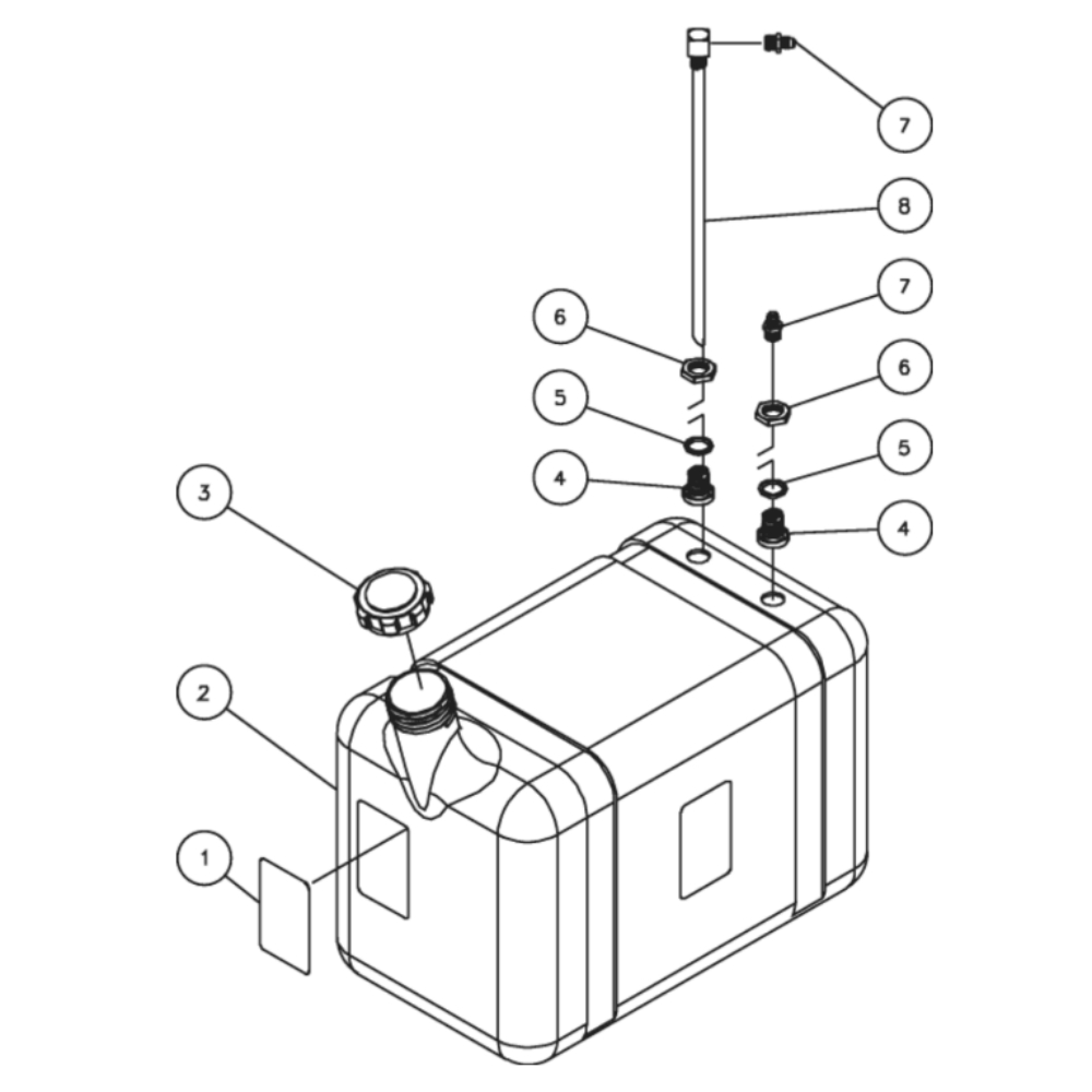 Fuel Tank Diagram and Parts List for HHD-3005-0E4G  Mi-T-M Pressure Washer