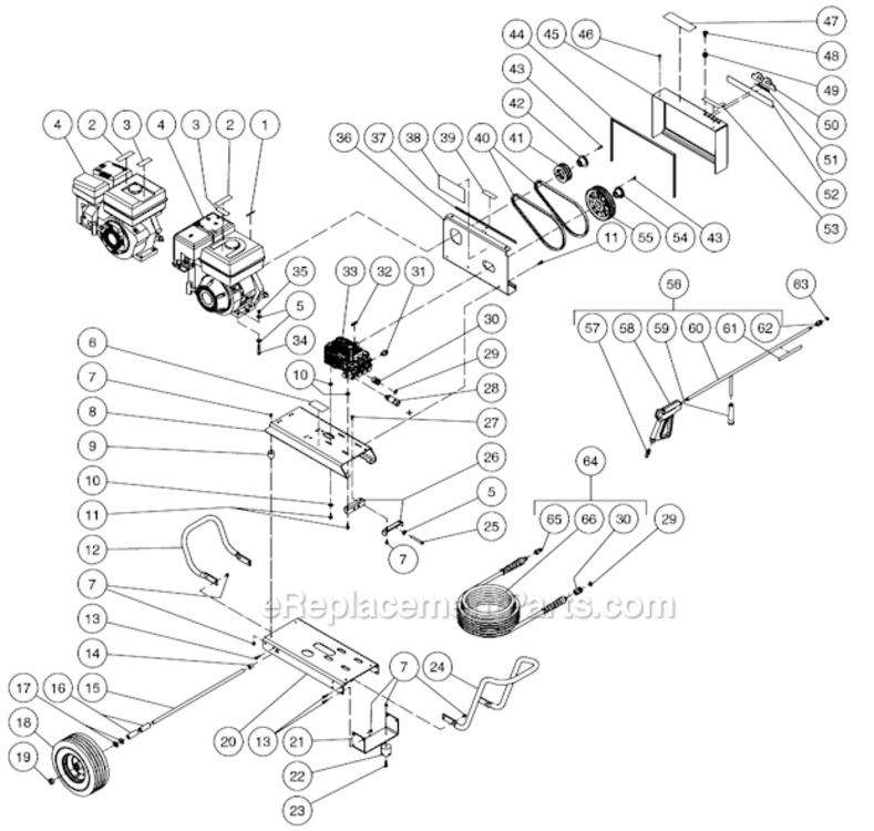 Frame Assembly Before S/N 10202373 Diagram and Parts List for CBA-2504-0MRB  Mi-T-M Pressure Washer