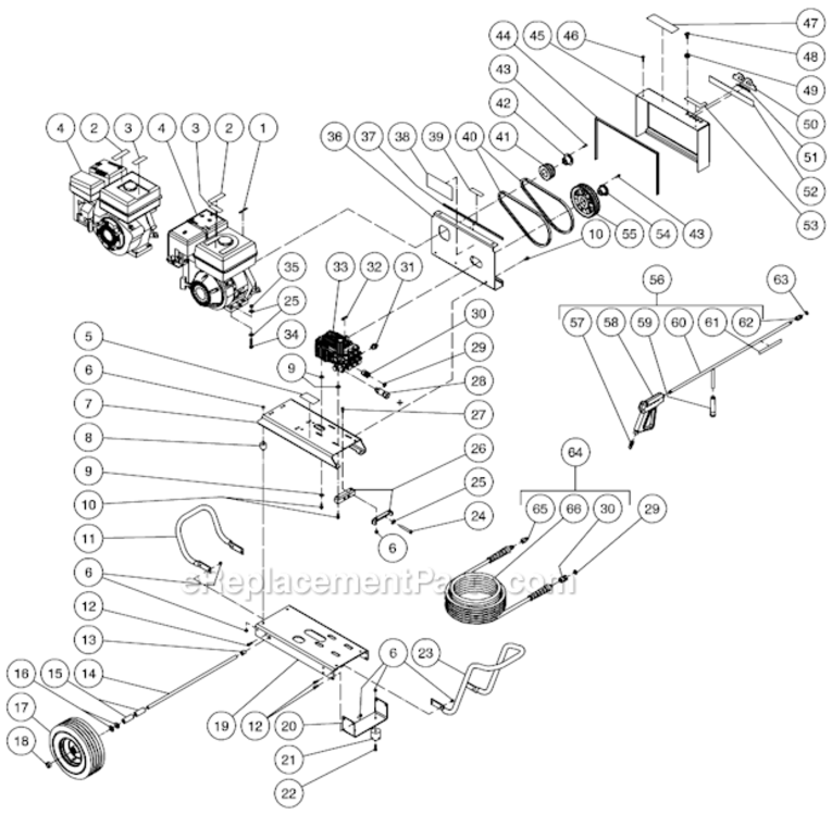 Frame Assembly Before S/N 10202373 Diagram and Parts List for CBA-3003-0MRB  Mi-T-M Pressure Washer