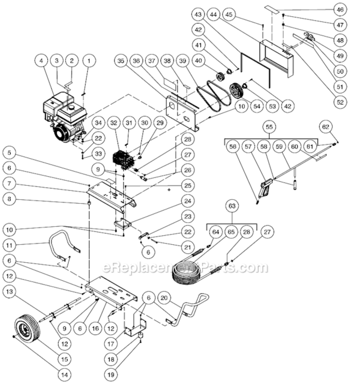 Frame Assembly After S/N 10239171 Diagram and Parts List for CBA-3004-0MHB  Mi-T-M Pressure Washer