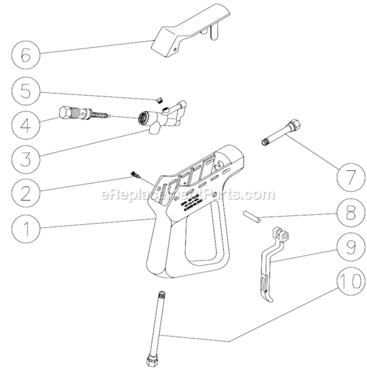 Gun Assembly Diagram and Parts List for CBA-3504-0MHB  Mi-T-M Pressure Washer
