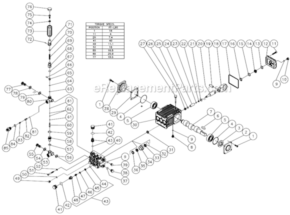 Pump Assembly Diagram and Parts List for CBA-3504-0MRB  Mi-T-M Pressure Washer
