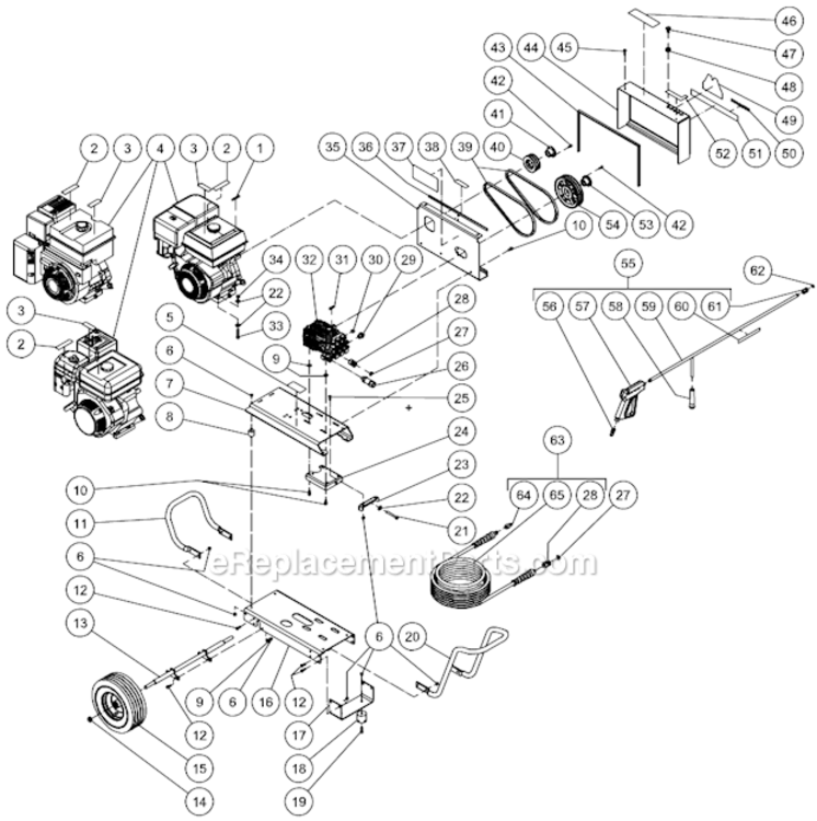 Frame Assembly After S/N 10239171 Diagram and Parts List for CBA-3504-0MVB  Mi-T-M Pressure Washer