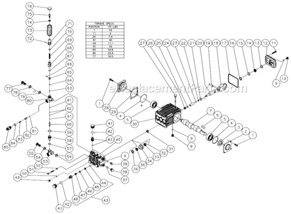 Pump Assembly Diagram and Parts List for CBA-3504-0MVB  Mi-T-M Pressure Washer