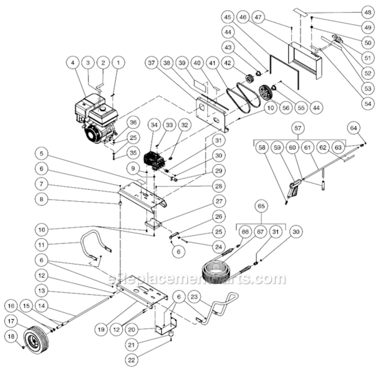 Frame Assembly After S/N 10202373 Diagram and Parts List for CBA-4004-0MHB  Mi-T-M Pressure Washer