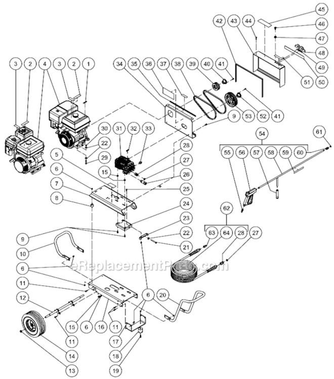 Frame Assembly After S/N 10239171 Diagram and Parts List for CBA-4004-0MHB  Mi-T-M Pressure Washer