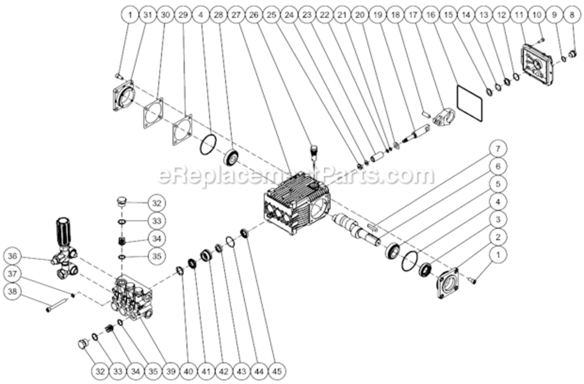 Pump Assembly Diagram and Parts List for CBA-4004-0MRB  Mi-T-M Pressure Washer