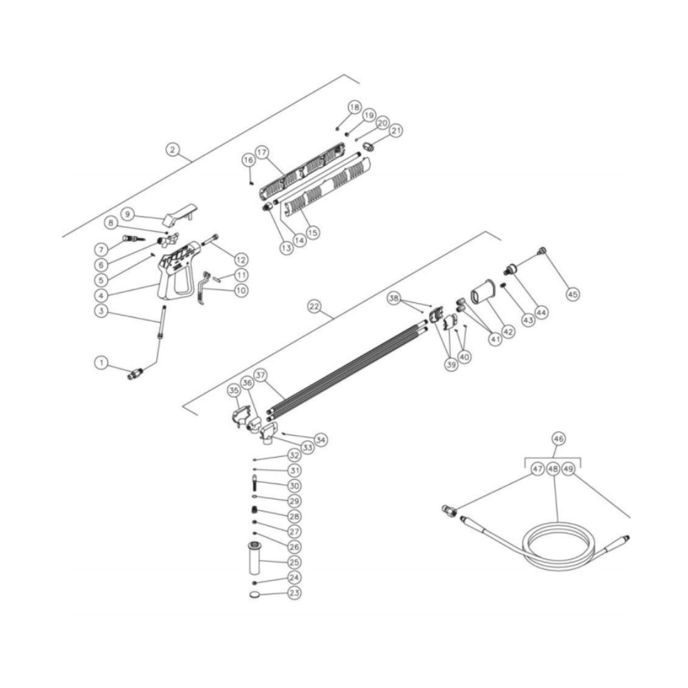 Dual Lance Diagram and Parts List for HG-3004-0M10  Mi-T-M Pressure Washer