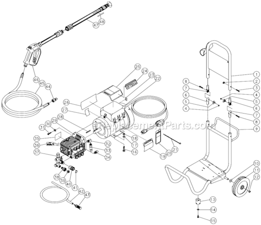 Frame Assembly Before S/N 10040491 Diagram and Parts List for CD-1002-0MUC  Mi-T-M Pressure Washer