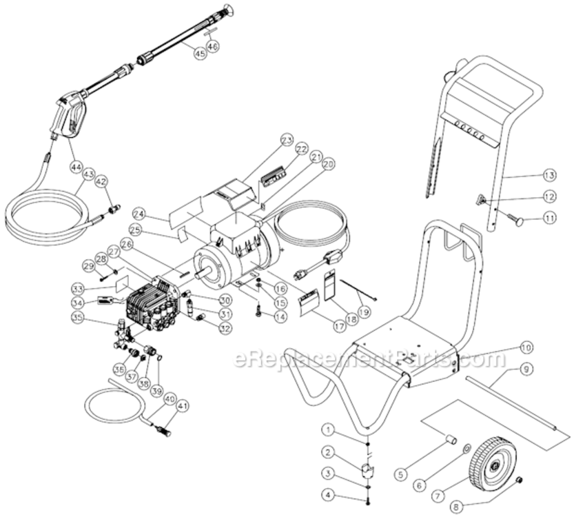 Frame Assembly After S/N 10040491 Diagram and Parts List for CD-1002-0MUC  Mi-T-M Pressure Washer