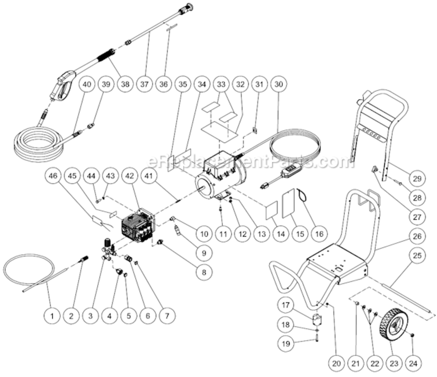 Frame Assembly After S/N 10146810 Diagram and Parts List for CD-1002-0MUC  Mi-T-M Pressure Washer