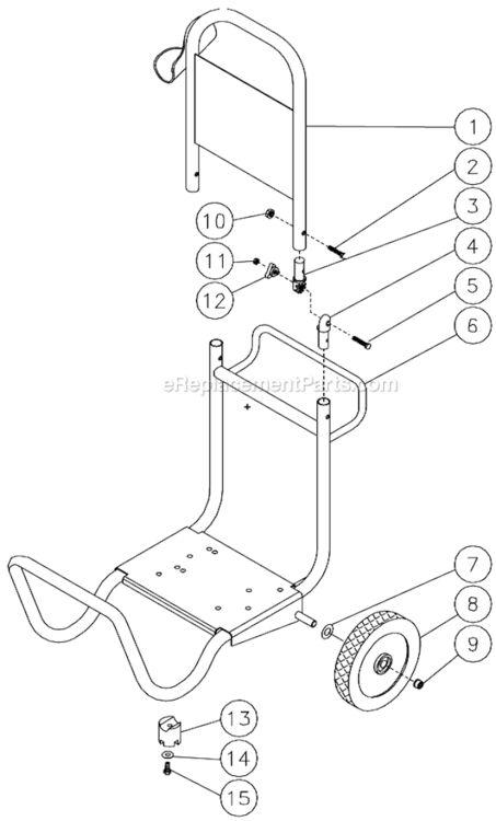 Cart Assembly Diagram and Parts List for CD-1002-0MUC  Mi-T-M Pressure Washer