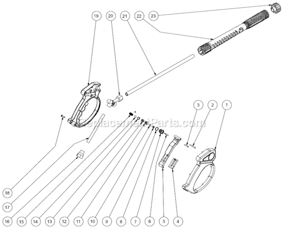 Gun And Lance Assembly Diagram and Parts List for CD-1002-0MUH  Mi-T-M Pressure Washer