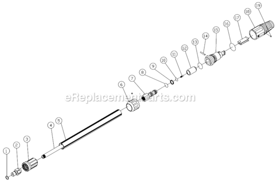 Lance Assembly Diagram and Parts List for CD-1002-0MUH  Mi-T-M Pressure Washer