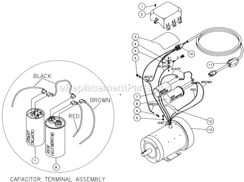 Motor Assembly Diagram and Parts List for CD-1002-0MUH  Mi-T-M Pressure Washer