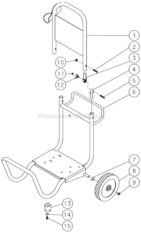 Cart Assembly Diagram and Parts List for CD-1002-0MUH  Mi-T-M Pressure Washer