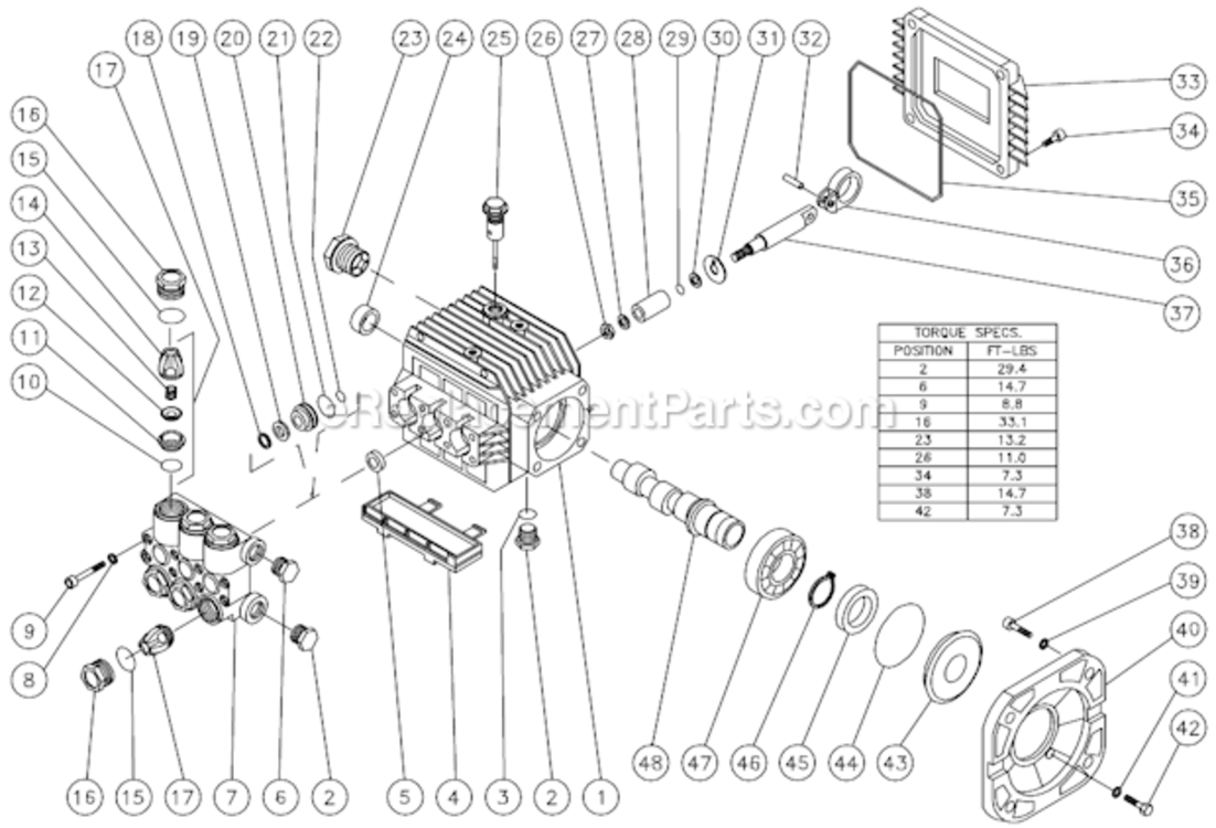 Pump Assembly Diagram and Parts List for CD-1002-0MUH  Mi-T-M Pressure Washer