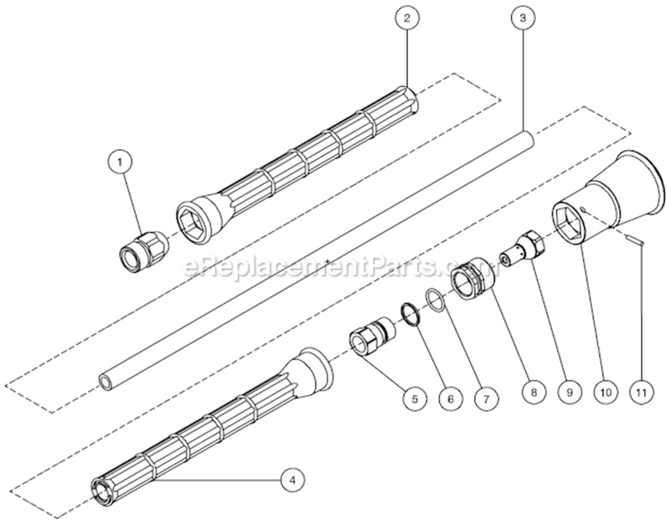 Lance Assembly Diagram and Parts List for CD-1002-2MUH  Mi-T-M Pressure Washer