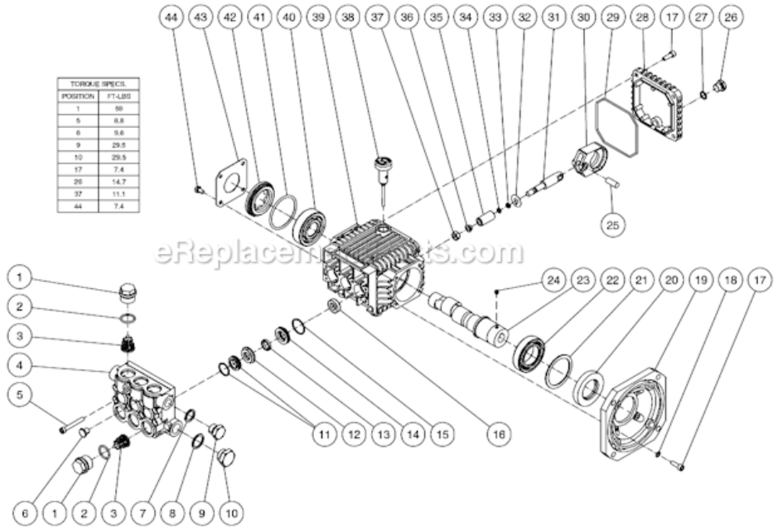 Pump Assembly Diagram and Parts List for CD-1002-2MUH  Mi-T-M Pressure Washer