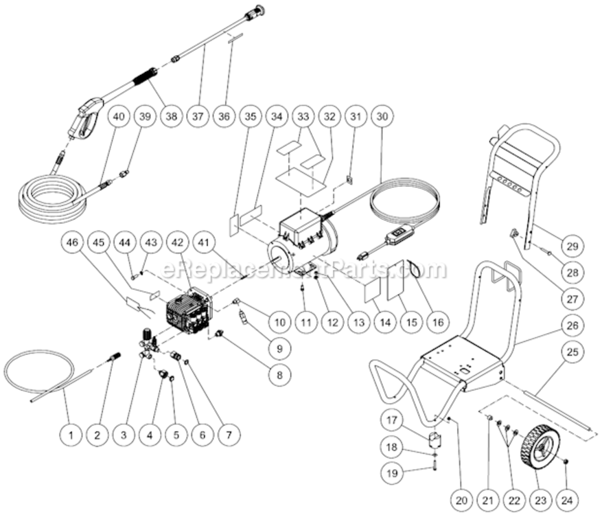 Frame Assembly After S/N 10240197 Diagram and Parts List for CD-1502-0MUC  Mi-T-M Pressure Washer