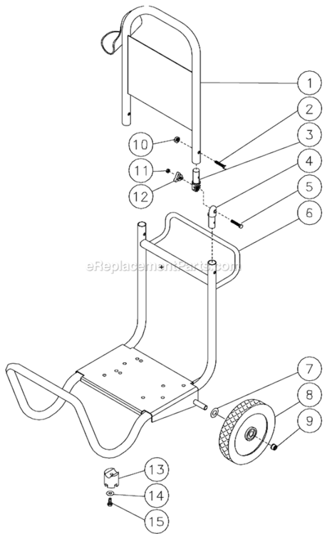 Cart Assembly Diagram and Parts List for CD-1502-0MUC  Mi-T-M Pressure Washer