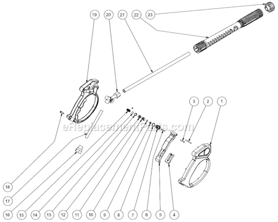 Gun And Lance Assembly Diagram and Parts List for CD-1502-0MUH  Mi-T-M Pressure Washer