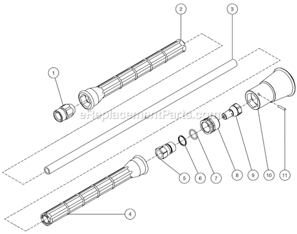 Lance Assembly Diagram and Parts List for CD-1502-2MUC  Mi-T-M Pressure Washer