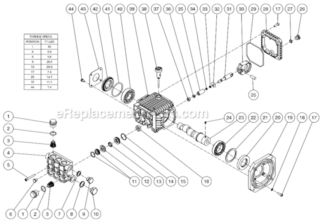 Pump Assembly Diagram and Parts List for CD-1502-2MUC  Mi-T-M Pressure Washer